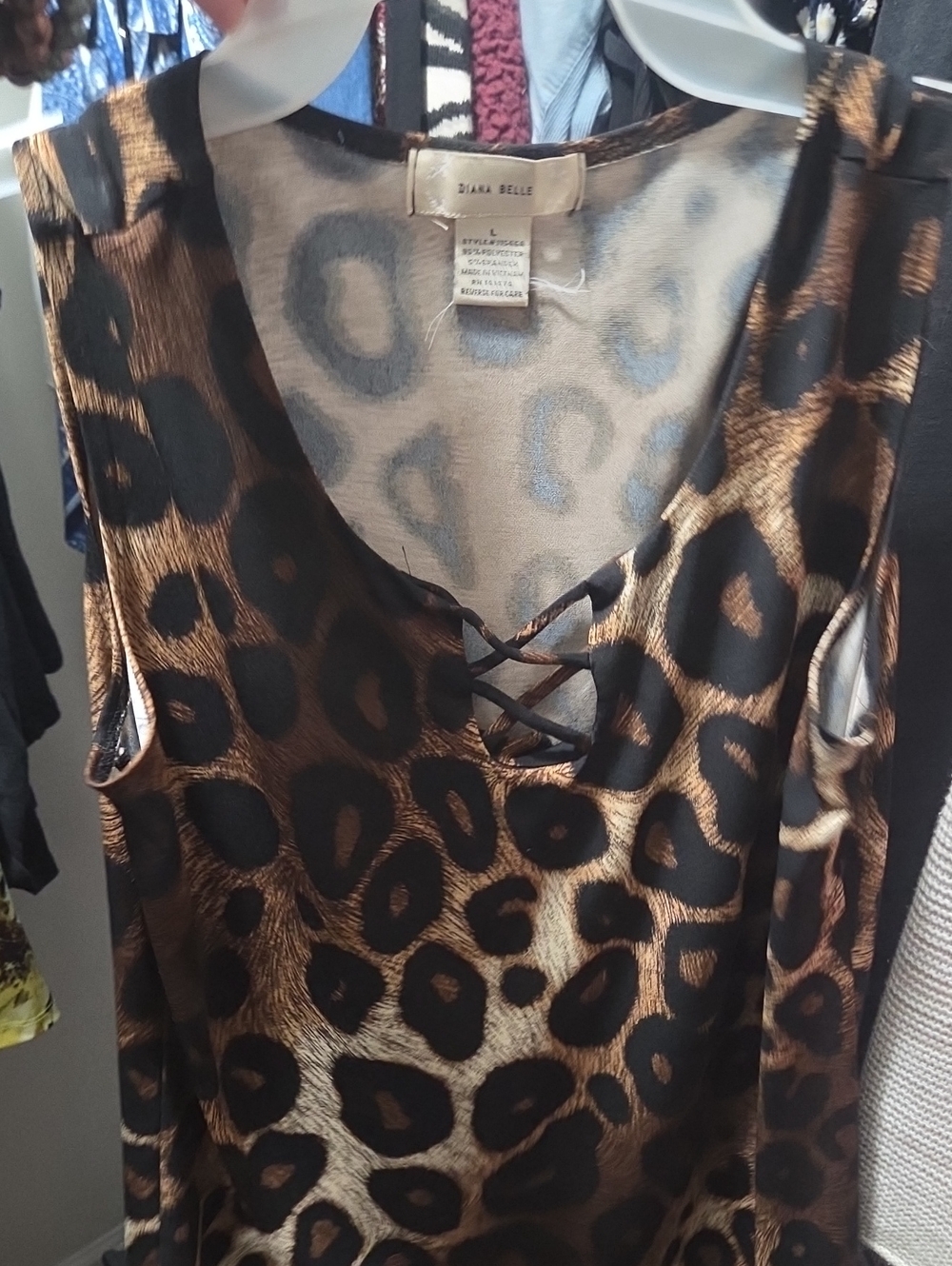 Diana Belle Leopard Print Sleeveless Tank - Brown/Black